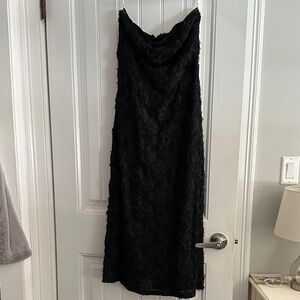 Lulu's Black Strapless Lace Dress
